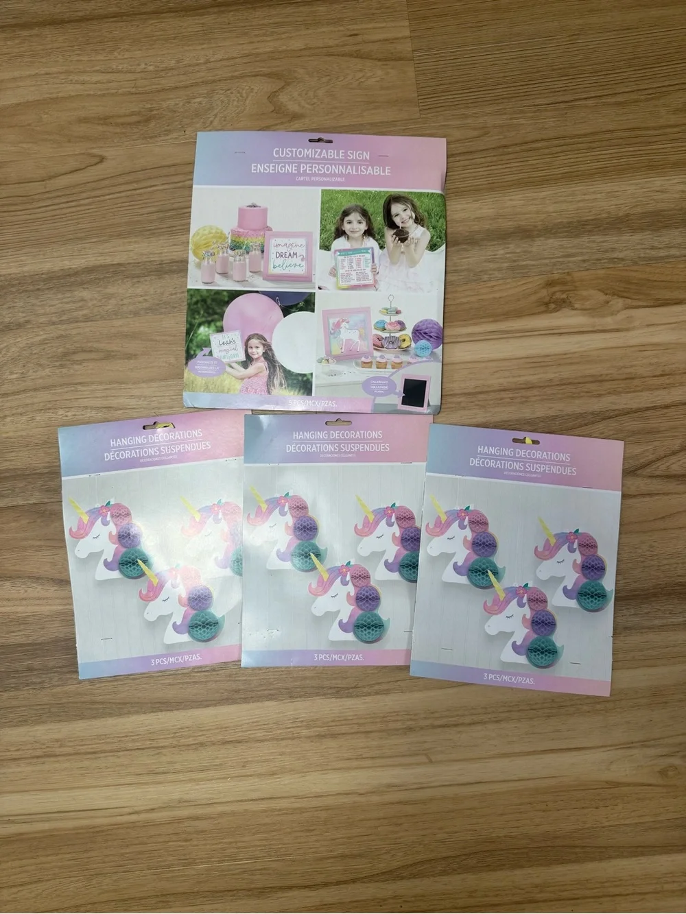 Pink Unicorn Hanging Party Decorations - Set